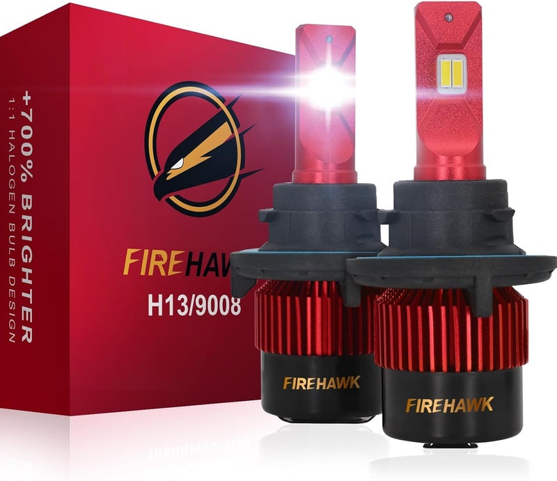 Firehawk 2026 New H13/9008 LED Bulbs 50000LM 700% Brighter 6000K Cool White Japanese Chips IP68 Waterproof Fog Light, Pack of 2 - Image 1